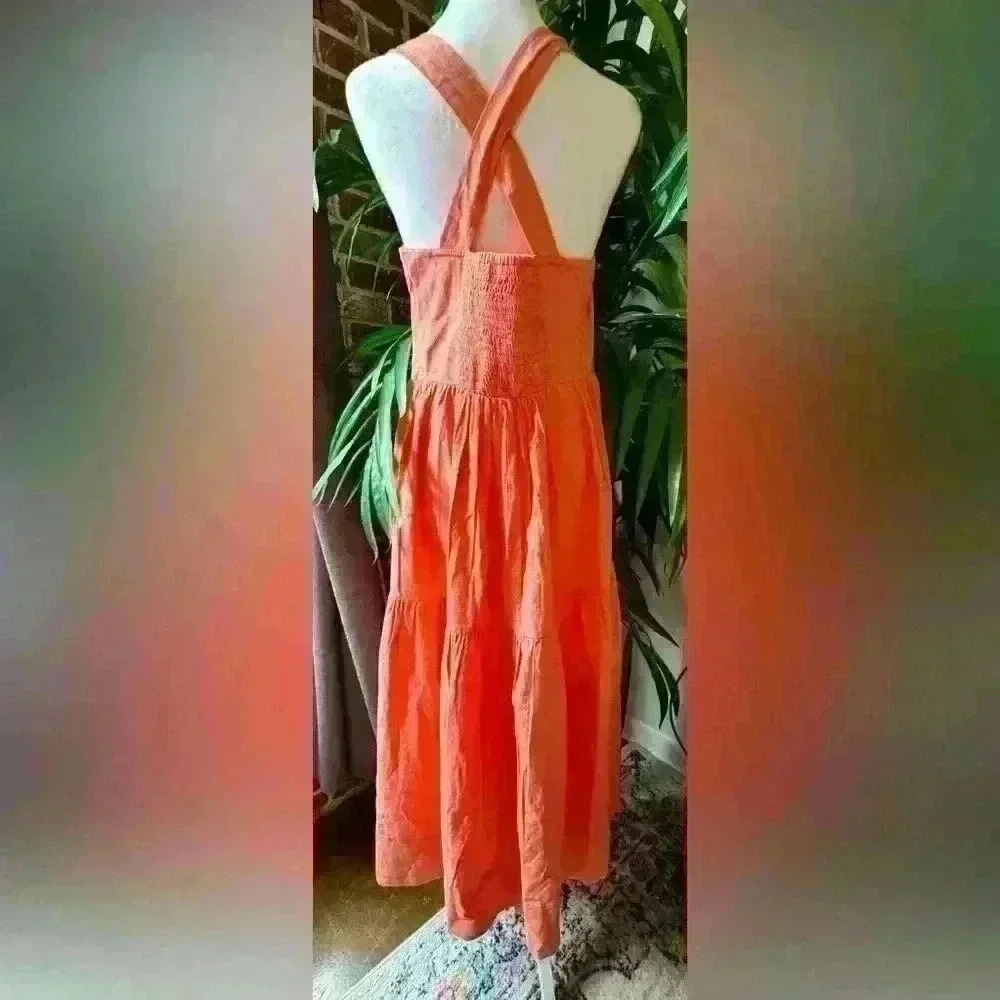 And Now Wear This- Women's Sweetheart-Neck Maxi Dress, Size Medium- Warm Peach - Picture 3 of 8